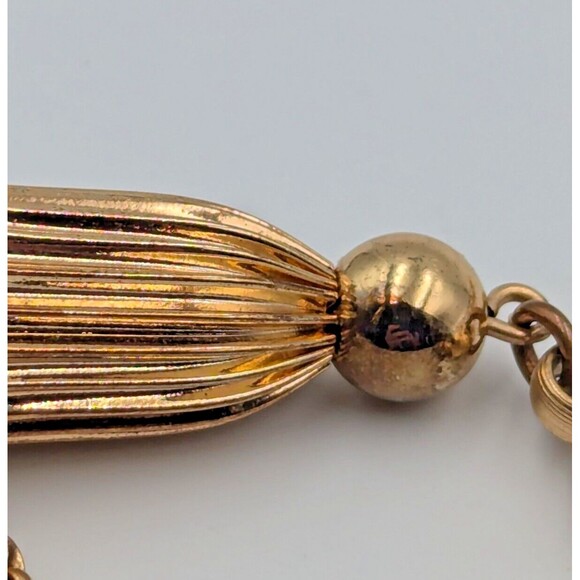 Vintage 1940s Trifari Gold Tone Collar Chain Necklace With Tassel 16" - Picture 10 of 15